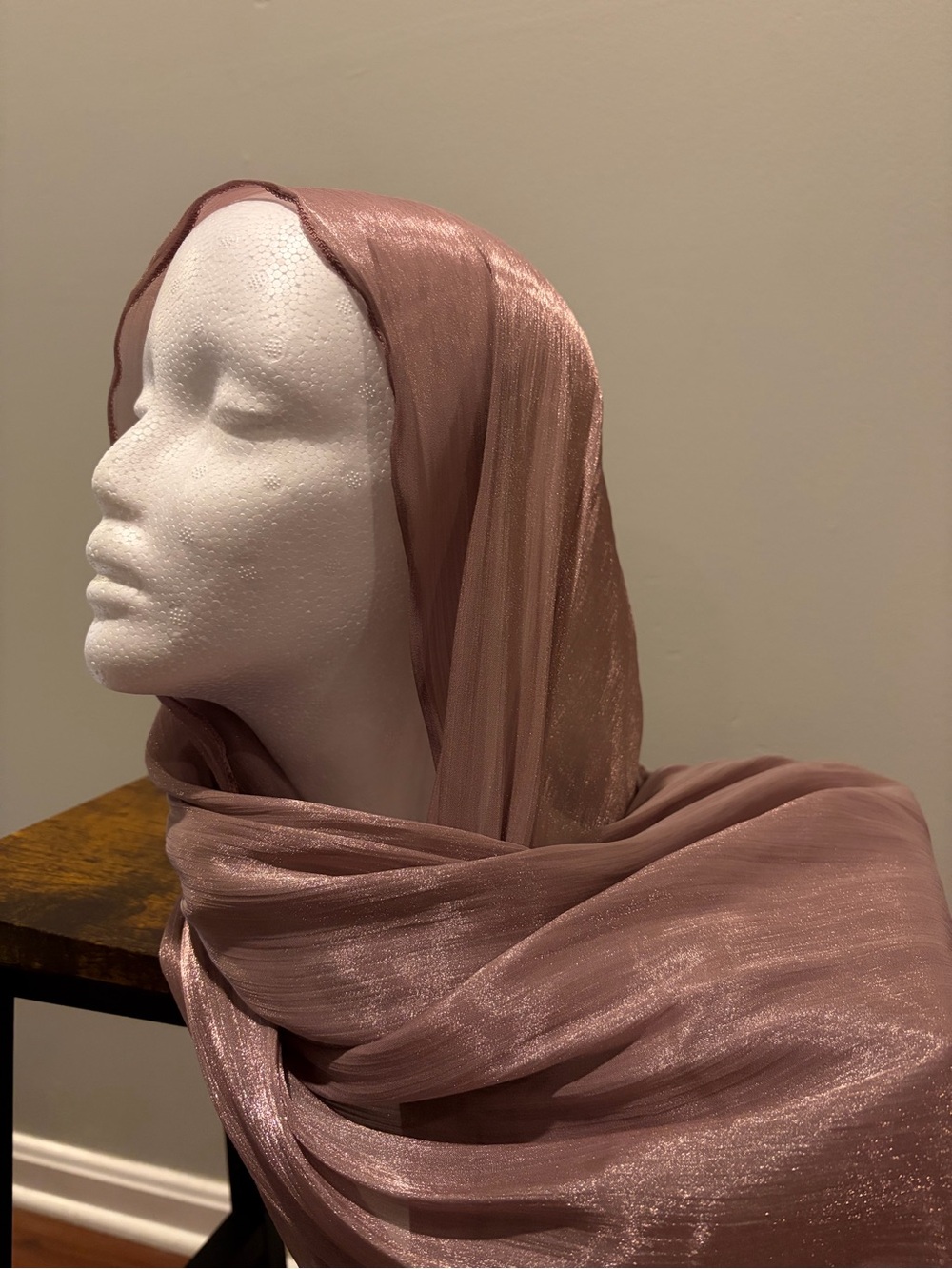 Shimmery Rose Pink Women's Hijab Scarf - Picture 2 of 2